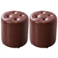 Modern Pouf Ottoman Genuine Leather Tufted Upholstered Solid Color Ottoman Round Reddish Brown 2 Piece Set Clearhalo 'furn' 'furn_ottomans_poufs' 'Furniture' 'Living Room Furniture' 'Ottomans & Poufs' 'ottomans_poufs' 6012443