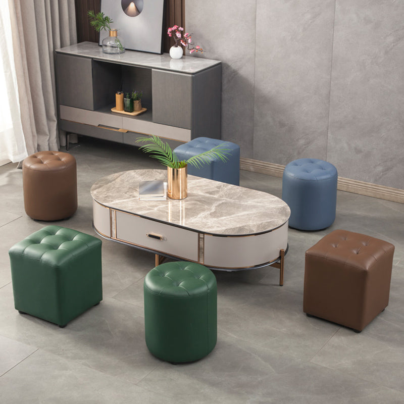 Contemporary Pouf Ottoman Genuine Leather Tufted Upholstered Solid Color Ottoman Clearhalo 'furn' 'furn_ottomans_poufs' 'Furniture' 'Living Room Furniture' 'Ottomans & Poufs' 'ottomans_poufs' 6012466