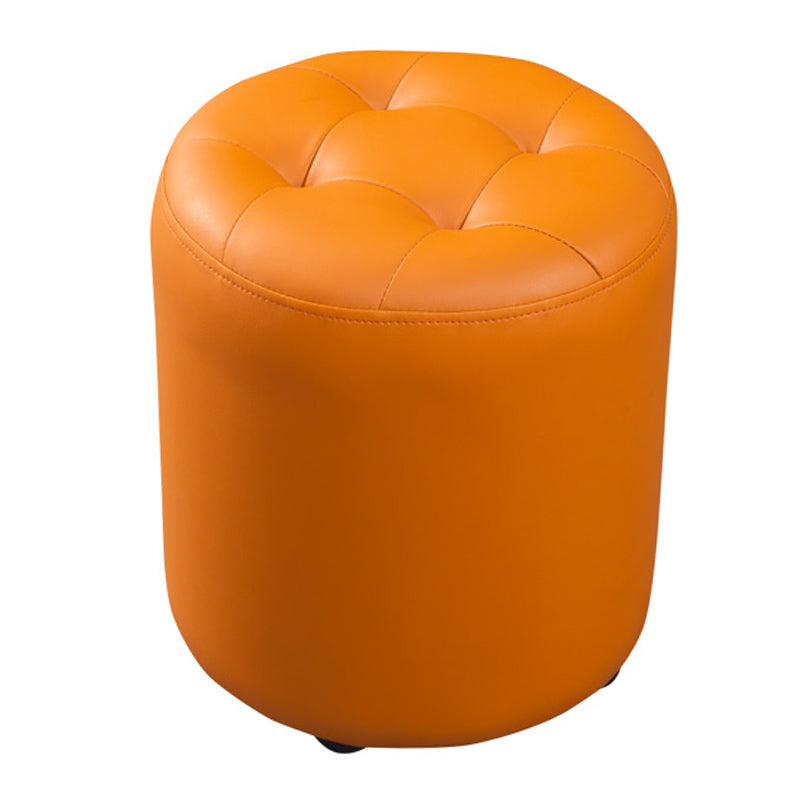 Contemporary Pouf Ottoman Genuine Leather Tufted Upholstered Solid Color Ottoman Clearhalo 'furn' 'furn_ottomans_poufs' 'Furniture' 'Living Room Furniture' 'Ottomans & Poufs' 'ottomans_poufs' 6012475