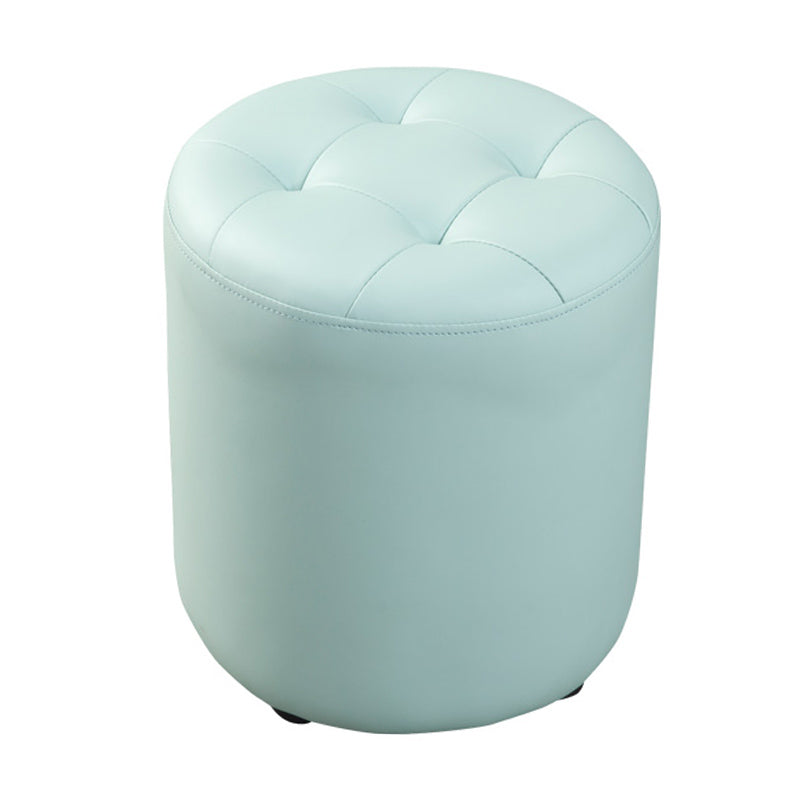 Contemporary Pouf Ottoman Genuine Leather Tufted Upholstered Solid Color Ottoman Round Light Blue 1 Piece Clearhalo 'furn' 'furn_ottomans_poufs' 'Furniture' 'Living Room Furniture' 'Ottomans & Poufs' 'ottomans_poufs' 6012485