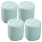 Contemporary Pouf Ottoman Genuine Leather Tufted Upholstered Solid Color Ottoman Round Light Blue 4 Piece Set Clearhalo 'furn' 'furn_ottomans_poufs' 'Furniture' 'Living Room Furniture' 'Ottomans & Poufs' 'ottomans_poufs' 6012489