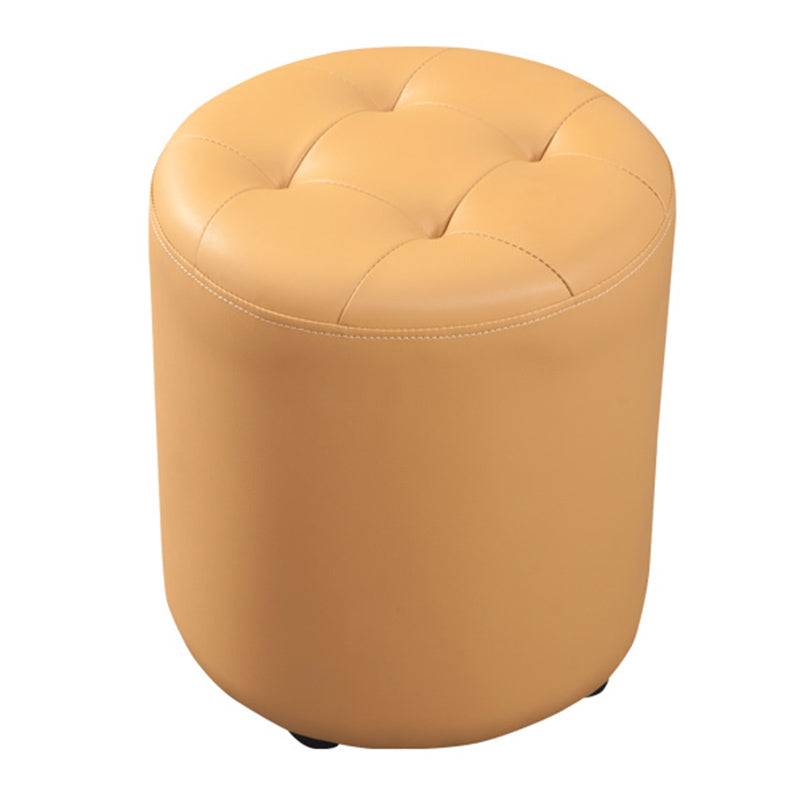 Contemporary Pouf Ottoman Genuine Leather Tufted Upholstered Solid Color Ottoman Round Khaki 1 Piece Clearhalo 'furn' 'furn_ottomans_poufs' 'Furniture' 'Living Room Furniture' 'Ottomans & Poufs' 'ottomans_poufs' 6012499