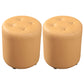Contemporary Pouf Ottoman Genuine Leather Tufted Upholstered Solid Color Ottoman Round Khaki 2 Piece Set Clearhalo 'furn' 'furn_ottomans_poufs' 'Furniture' 'Living Room Furniture' 'Ottomans & Poufs' 'ottomans_poufs' 6012500