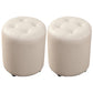 Contemporary Pouf Ottoman Genuine Leather Tufted Upholstered Solid Color Ottoman Round Light Gray 2 Piece Set Clearhalo 'furn' 'furn_ottomans_poufs' 'Furniture' 'Living Room Furniture' 'Ottomans & Poufs' 'ottomans_poufs' 6012503