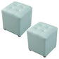 Contemporary Pouf Ottoman Genuine Leather Tufted Upholstered Solid Color Ottoman Square Light Blue 2 Piece Set Clearhalo 'furn' 'furn_ottomans_poufs' 'Furniture' 'Living Room Furniture' 'Ottomans & Poufs' 'ottomans_poufs' 6012515