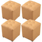 Contemporary Pouf Ottoman Genuine Leather Tufted Upholstered Solid Color Ottoman Square Khaki 4 Piece Set Clearhalo 'furn' 'furn_ottomans_poufs' 'Furniture' 'Living Room Furniture' 'Ottomans & Poufs' 'ottomans_poufs' 6012525