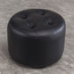 Mid-Century Modern Pouf Ottoman Genuine Leather Upholstered Tufted Round Ottoman Black 1 Piece Clearhalo 'furn' 'furn_ottomans_poufs' 'Furniture' 'Living Room Furniture' 'Ottomans & Poufs' 'ottomans_poufs' 6012532