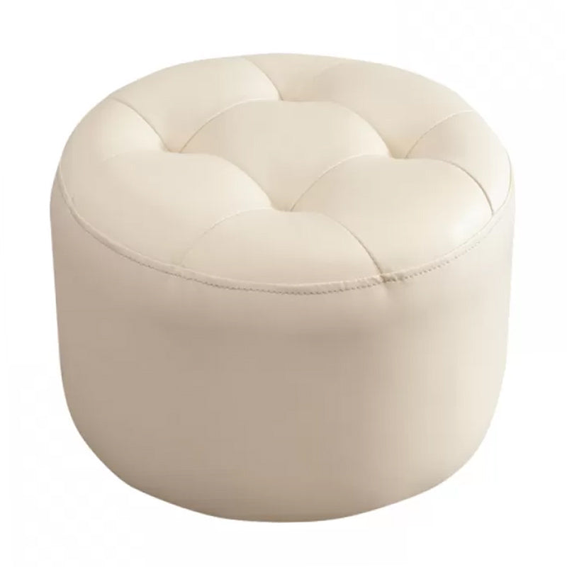 Mid-Century Modern Pouf Ottoman Genuine Leather Upholstered Tufted Round Ottoman Clearhalo 'furn' 'furn_ottomans_poufs' 'Furniture' 'Living Room Furniture' 'Ottomans & Poufs' 'ottomans_poufs' 6012539