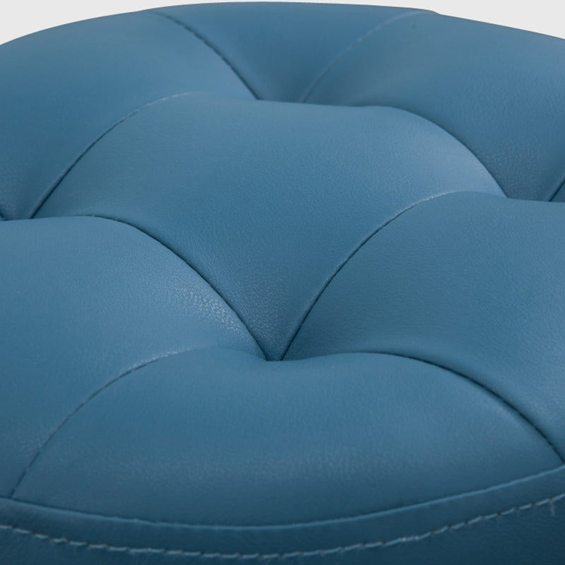 Mid-Century Modern Pouf Ottoman Genuine Leather Upholstered Tufted Round Ottoman Clearhalo 'furn' 'furn_ottomans_poufs' 'Furniture' 'Living Room Furniture' 'Ottomans & Poufs' 'ottomans_poufs' 6012543