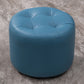 Mid-Century Modern Pouf Ottoman Genuine Leather Upholstered Tufted Round Ottoman Peacock Blue 1 Piece Clearhalo 'furn' 'furn_ottomans_poufs' 'Furniture' 'Living Room Furniture' 'Ottomans & Poufs' 'ottomans_poufs' 6012557