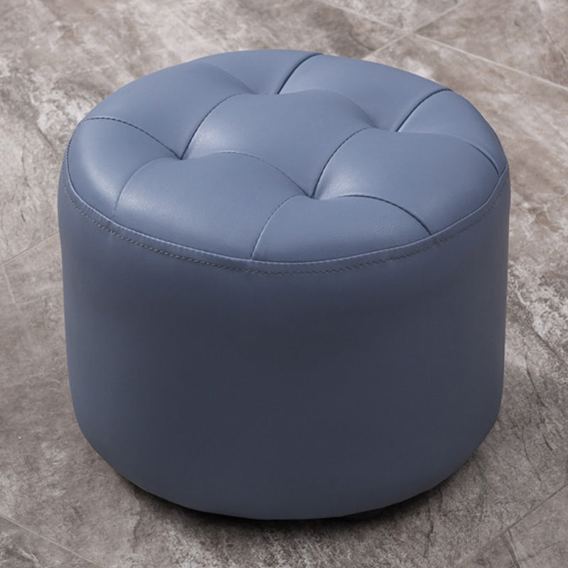 Mid-Century Modern Pouf Ottoman Genuine Leather Upholstered Tufted Round Ottoman Royal Blue 1 Piece Clearhalo 'furn' 'furn_ottomans_poufs' 'Furniture' 'Living Room Furniture' 'Ottomans & Poufs' 'ottomans_poufs' 6012560