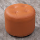 Mid-Century Modern Pouf Ottoman Genuine Leather Upholstered Tufted Round Ottoman Orange 1 Piece Clearhalo 'furn' 'furn_ottomans_poufs' 'Furniture' 'Living Room Furniture' 'Ottomans & Poufs' 'ottomans_poufs' 6012566
