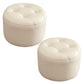 Mid-Century Modern Pouf Ottoman Genuine Leather Upholstered Tufted Round Ottoman Off-White 2 Piece Set Clearhalo 'furn' 'furn_ottomans_poufs' 'Furniture' 'Living Room Furniture' 'Ottomans & Poufs' 'ottomans_poufs' 6012570