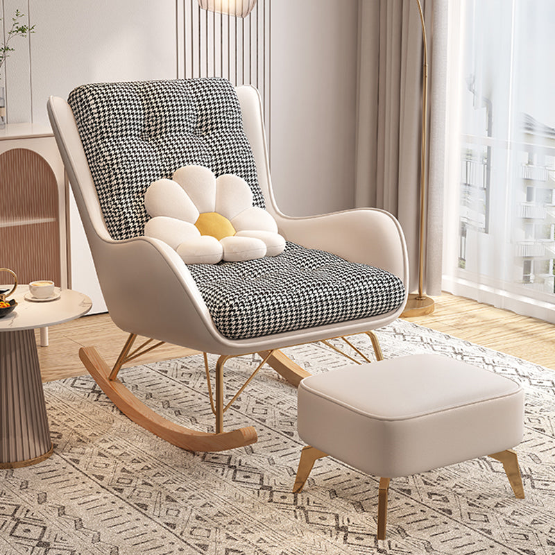 Chaise à bascule moderne coussins touffés rembourrés avec planeur de jambes légères