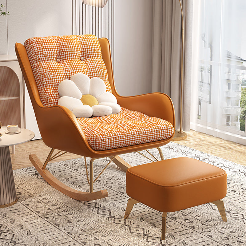 Chaise à bascule moderne coussins touffés rembourrés avec planeur de jambes légères