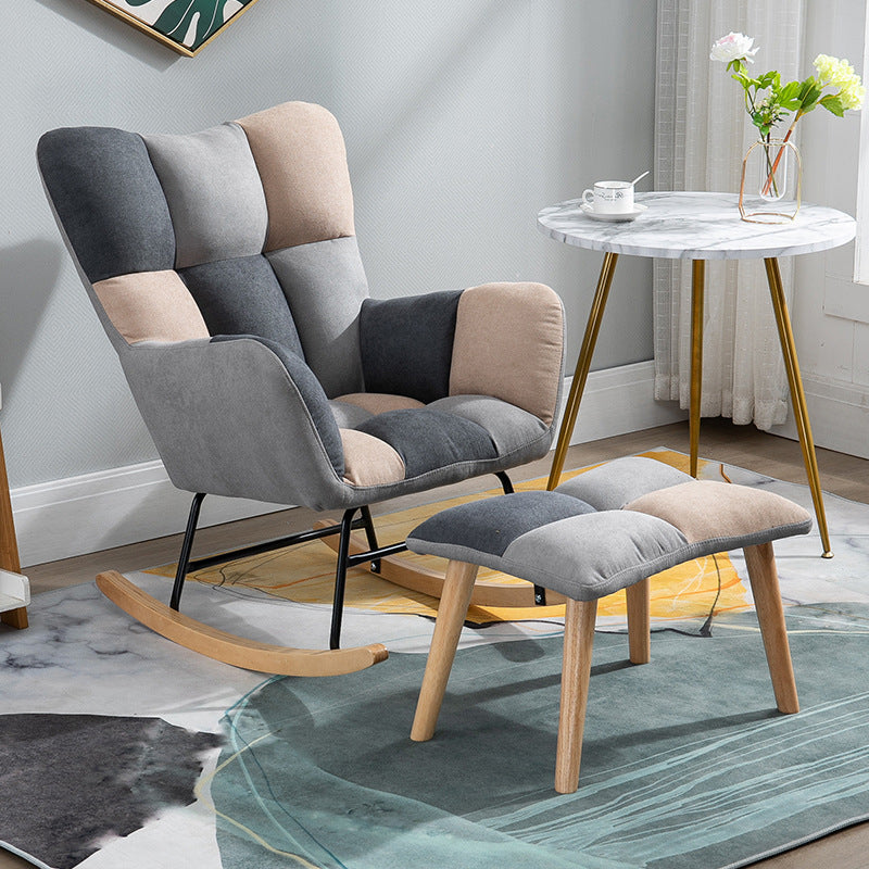 Chaise à bascule de tissu panneau de couleur contemporain coussin tufted chaise de culbuteur avec ottoman