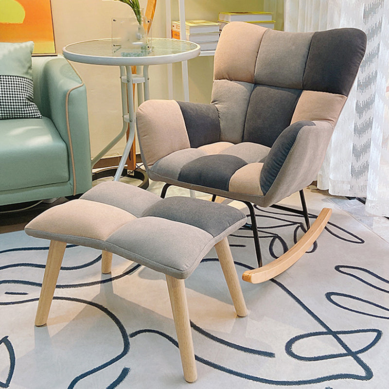 Chaise à bascule de tissu panneau de couleur contemporain coussin tufted chaise de culbuteur avec ottoman