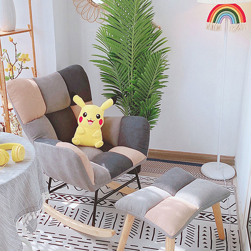 Chaise à bascule de tissu panneau de couleur contemporain coussin tufted chaise de culbuteur avec ottoman