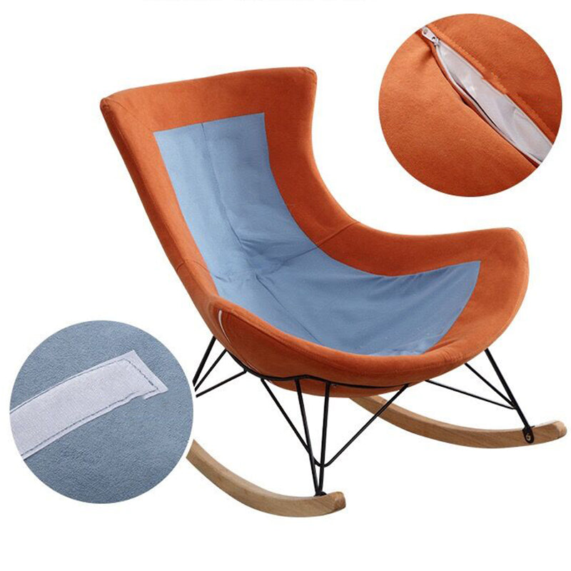 Zeitgenössischer Schaukelstuhl Baumwollpolsterte Tufted Flügelstuhl Rücken Baby Schaukelstuhl