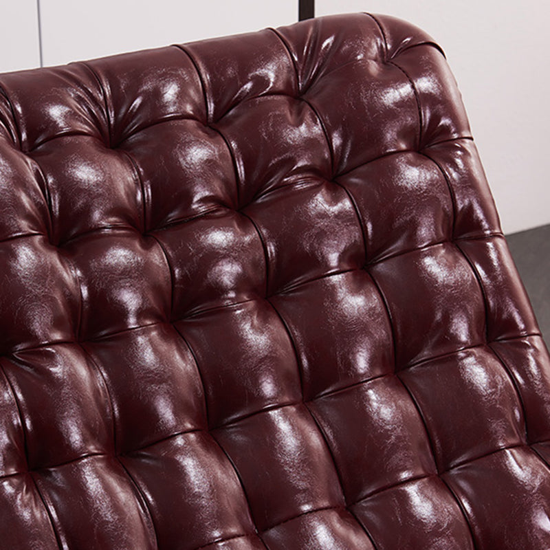 Chaise de culbuteur de salon solide coussin tufted chaise à bascule en cuir avec ottoman