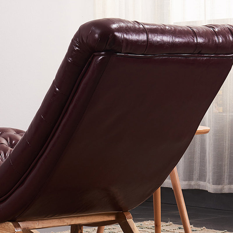 Chaise de culbuteur de salon solide coussin tufted chaise à bascule en cuir avec ottoman