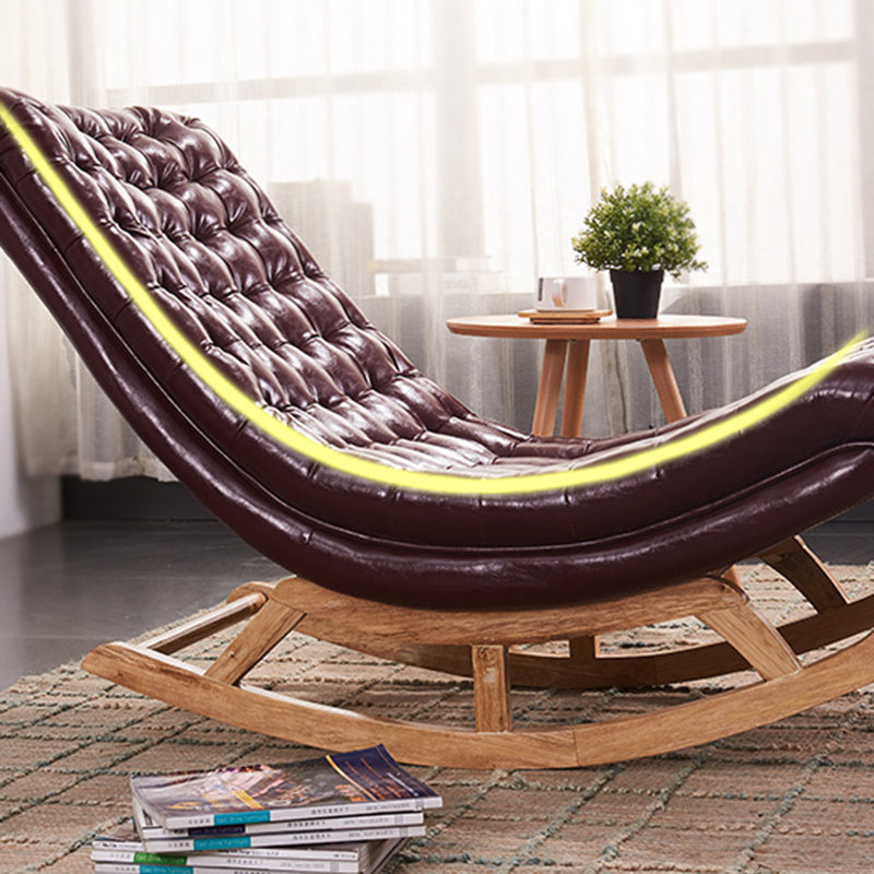 Chaise de culbuteur de salon solide coussin tufted chaise à bascule en cuir avec ottoman