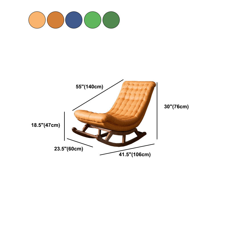 Chaise de culbuteur de salon solide coussin tufted chaise à bascule en cuir avec ottoman