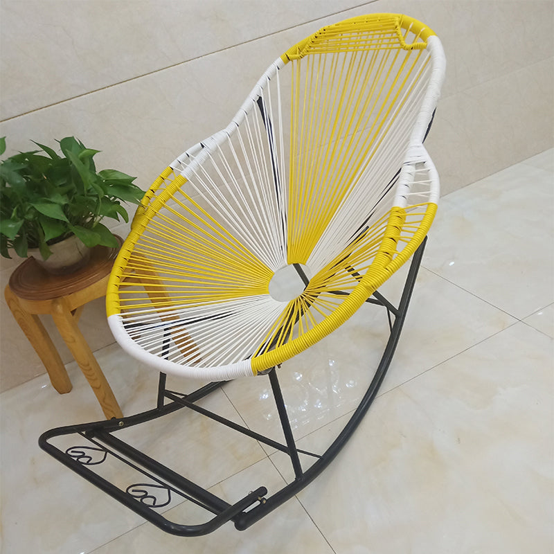 Contemporary Rocking Chair Rattan Wing Chair Back Solid Color Indoor Rocking Chair Yellow Clearhalo 'Chairs & Seating' 'furn' 'furn_rocking_chairs' 'Furniture' 'Living Room Furniture' 'Rocking Chairs' 'rocking_chairs' 6012988