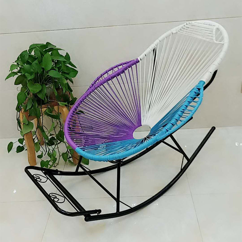 Contemporary Rocking Chair Rattan Wing Chair Back Solid Color Indoor Rocking Chair Blue Clearhalo 'Chairs & Seating' 'furn' 'furn_rocking_chairs' 'Furniture' 'Living Room Furniture' 'Rocking Chairs' 'rocking_chairs' 6012989