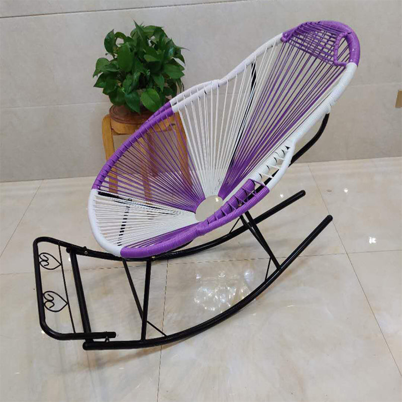 Contemporary Rocking Chair Rattan Wing Chair Back Solid Color Indoor Rocking Chair Purple Clearhalo 'Chairs & Seating' 'furn' 'furn_rocking_chairs' 'Furniture' 'Living Room Furniture' 'Rocking Chairs' 'rocking_chairs' 6012996