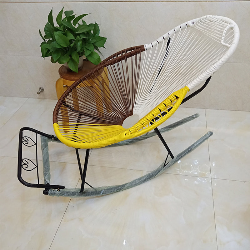Contemporary Rocking Chair Rattan Wing Chair Back Solid Color Indoor Rocking Chair Coffee-Yellow Clearhalo 'Chairs & Seating' 'furn' 'furn_rocking_chairs' 'Furniture' 'Living Room Furniture' 'Rocking Chairs' 'rocking_chairs' 6012998