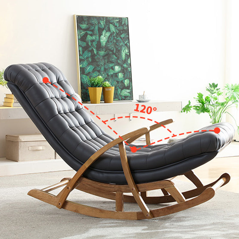 Leder -Schaukelstuhl einfache zeitgenössische Tufted -Kissen Schaukelstuhl mit Osmanisch
