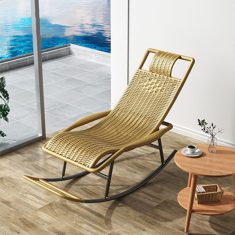 Modern Wicker Rocking Chair Brown Water Resistant Rocker for Living Room Champagne Clearhalo 'Chairs & Seating' 'furn' 'furn_rocking_chairs' 'Furniture' 'Living Room Furniture' 'Rocking Chairs' 'rocking_chairs' 6013057