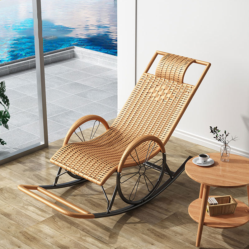 Modern Wicker Rocking Chair Brown Water Resistant Rocker for Living Room Light Brown Clearhalo 'Chairs & Seating' 'furn' 'furn_rocking_chairs' 'Furniture' 'Living Room Furniture' 'Rocking Chairs' 'rocking_chairs' 6013059