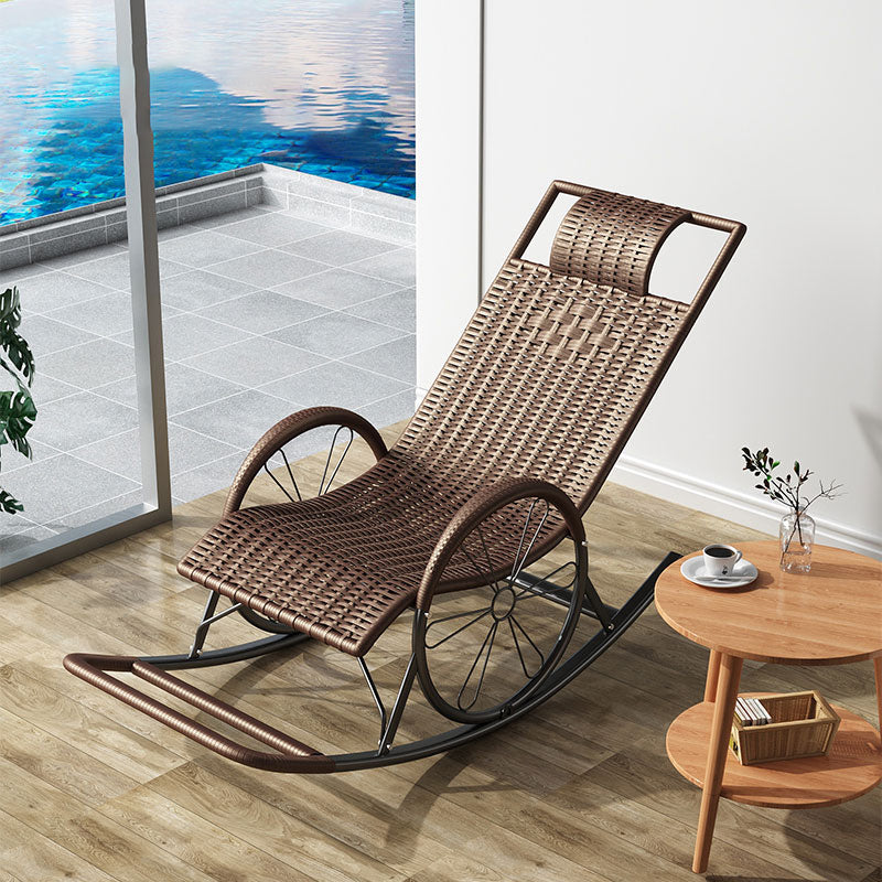Modern Wicker Rocking Chair Brown Water Resistant Rocker for Living Room Black-Brown Clearhalo 'Chairs & Seating' 'furn' 'furn_rocking_chairs' 'Furniture' 'Living Room Furniture' 'Rocking Chairs' 'rocking_chairs' 6013061