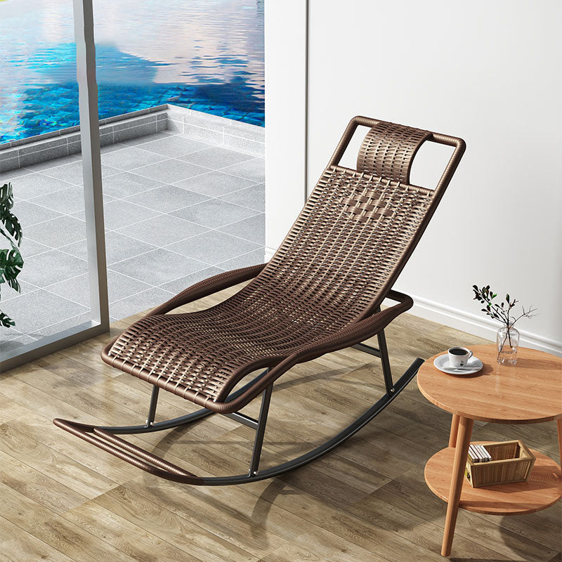 Modern Wicker Rocking Chair Brown Water Resistant Rocker for Living Room Dark Brown Clearhalo 'Chairs & Seating' 'furn' 'furn_rocking_chairs' 'Furniture' 'Living Room Furniture' 'Rocking Chairs' 'rocking_chairs' 6013063