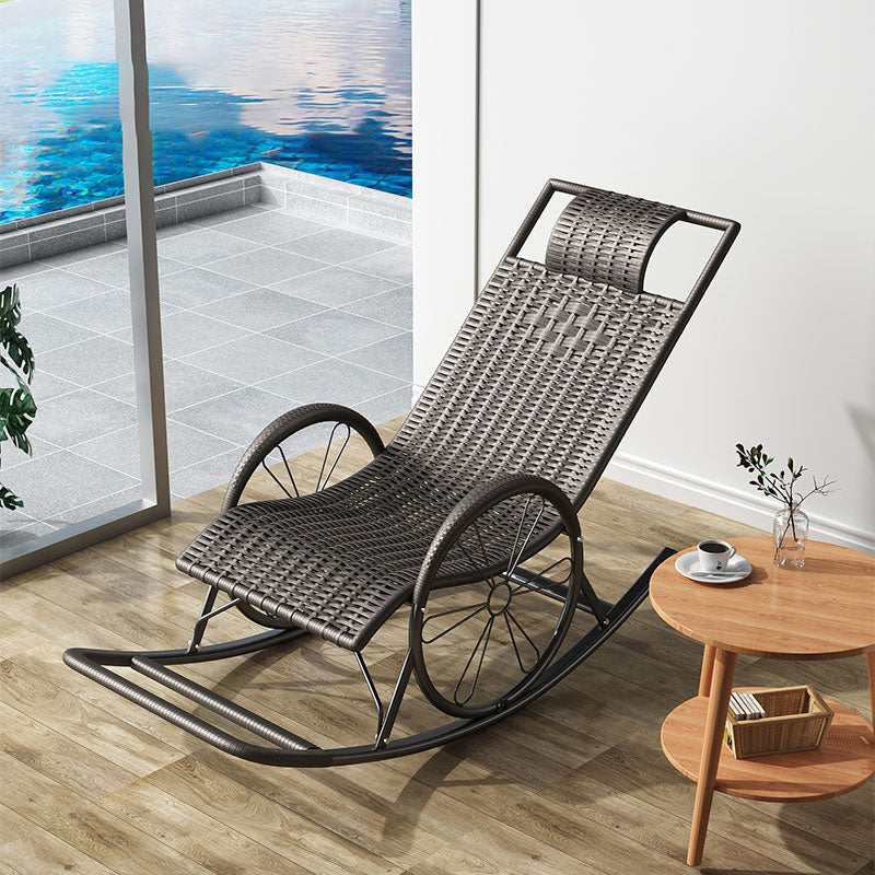 Modern Wicker Rocking Chair Brown Water Resistant Rocker for Living Room Light Gray-Black Clearhalo 'Chairs & Seating' 'furn' 'furn_rocking_chairs' 'Furniture' 'Living Room Furniture' 'Rocking Chairs' 'rocking_chairs' 6013064