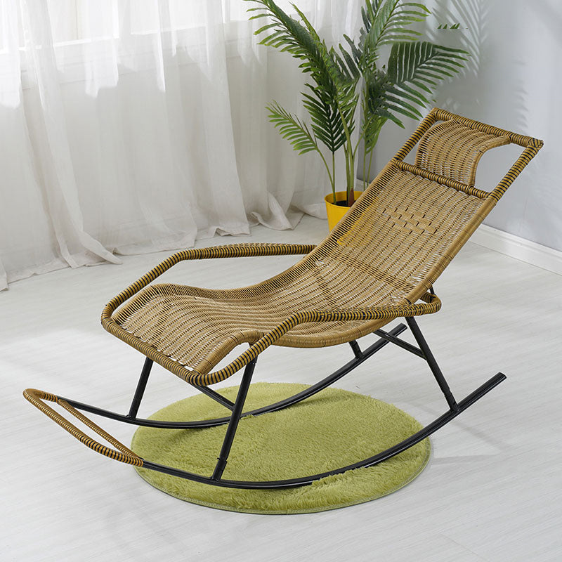 Modern Wicker Rocking Chair Brown Water Resistant Rocker for Living Room Beige Clearhalo 'Chairs & Seating' 'furn' 'furn_rocking_chairs' 'Furniture' 'Living Room Furniture' 'Rocking Chairs' 'rocking_chairs' 6013066