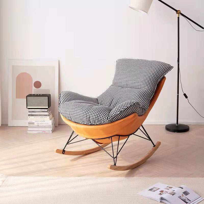 Modern Solid Color Rocking Chair Water Resistant Faux Leather with Cushions Orange Black Clearhalo 'Chairs & Seating' 'furn' 'furn_rocking_chairs' 'Furniture' 'Living Room Furniture' 'Rocking Chairs' 'rocking_chairs' 6013121