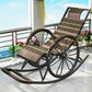 Modern Spindle Rattan Rocking Chair Metal Frame Wheel Handrail Design Rocker Chair Blackish Green Clearhalo 'Chairs & Seating' 'furn' 'furn_rocking_chairs' 'Furniture' 'Living Room Furniture' 'Rocking Chairs' 'rocking_chairs' 6013139