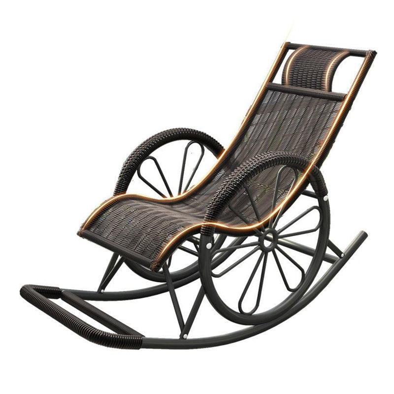 Modern Spindle Rattan Rocking Chair Metal Frame Wheel Handrail Design Rocker Chair Clearhalo 'Chairs & Seating' 'furn' 'furn_rocking_chairs' 'Furniture' 'Living Room Furniture' 'Rocking Chairs' 'rocking_chairs' 6013146