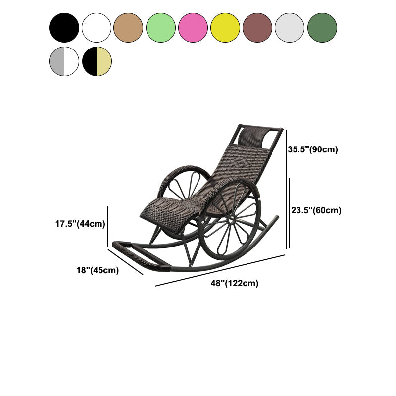 Modern Spindle Rattan Rocking Chair Metal Frame Wheel Handrail Design Rocker Chair Clearhalo 'Chairs & Seating' 'furn' 'furn_rocking_chairs' 'Furniture' 'Living Room Furniture' 'Rocking Chairs' 'rocking_chairs' 6013147