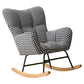 Contemporary Rocker Chair Color Block Tufted Cushions Fabric Living Room Rocker Chair