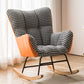 Contemporary Rocker Chair Color Block Tufted Cushions Fabric Living Room Rocker Chair
