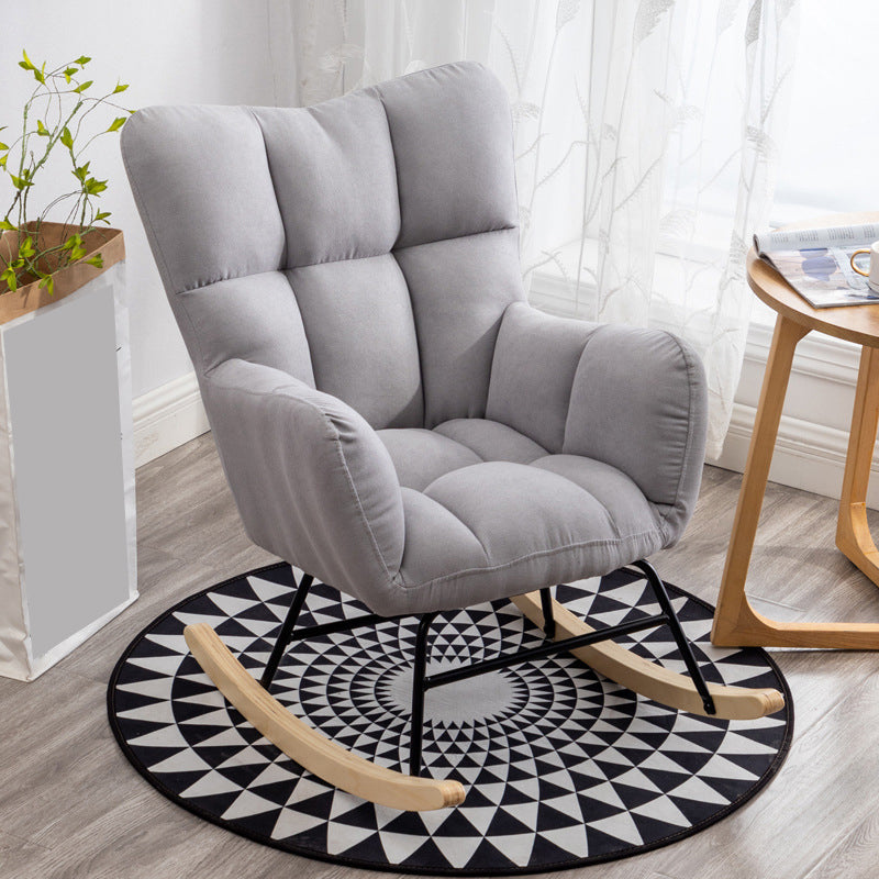 Contemporary Rocker Chair Color Block Tufted Cushions Fabric Living Room Rocker Chair