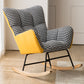 Contemporary Rocker Chair Color Block Tufted Cushions Fabric Living Room Rocker Chair
