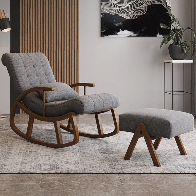 Mid Century Fabric Rocking Chair with Pillow Textured Rocker Chair for Living Room Clearhalo 'Chairs & Seating' 'furn' 'furn_rocking_chairs' 'Furniture' 'Living Room Furniture' 'Rocking Chairs' 'rocking_chairs' 6013191