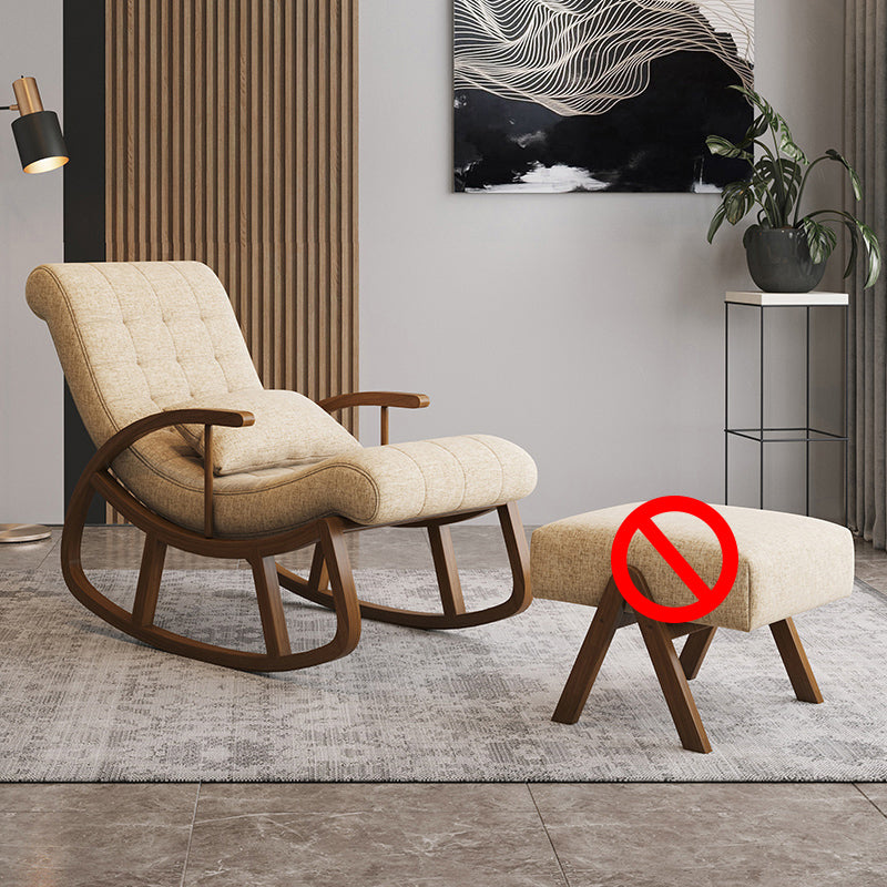 Mid Century Fabric Rocking Chair with Pillow Textured Rocker Chair for Living Room Beige Clearhalo 'Chairs & Seating' 'furn' 'furn_rocking_chairs' 'Furniture' 'Living Room Furniture' 'Rocking Chairs' 'rocking_chairs' 6013193