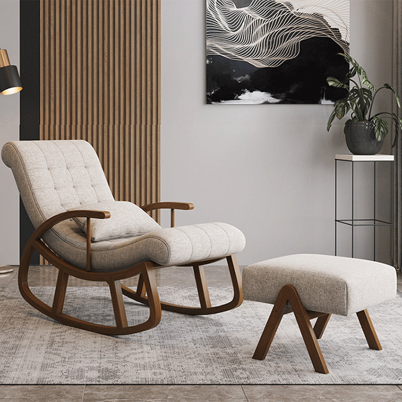 Mid Century Fabric Rocking Chair with Pillow Textured Rocker Chair for Living Room Clearhalo 'Chairs & Seating' 'furn' 'furn_rocking_chairs' 'Furniture' 'Living Room Furniture' 'Rocking Chairs' 'rocking_chairs' 6013194