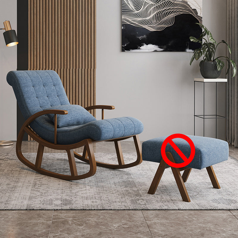 Mid Century Fabric Rocking Chair with Pillow Textured Rocker Chair for Living Room Dark Blue Clearhalo 'Chairs & Seating' 'furn' 'furn_rocking_chairs' 'Furniture' 'Living Room Furniture' 'Rocking Chairs' 'rocking_chairs' 6013201